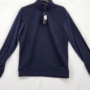 Porter Ash NWT Men M Quarter 1/4 Zip‎ Pullover Sweater Navy Blue Interlock Knit